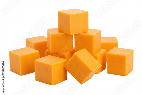 Obraz na płótnie Stacked Cubes of Sharp Orange Cheddar Cheese