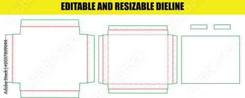 Foto Detailed flat packaging dieline layout with separate flaps and scoring lines for