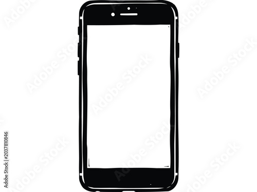Smartphone with blank screen on white background closeup