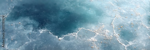 Abstract Swirling Blue Water Surface With Tiny White Bubbles And Golden Flecks
