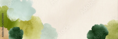 Abstract Watercolor Blobs Green Blue and Tan on Textured Beige Background