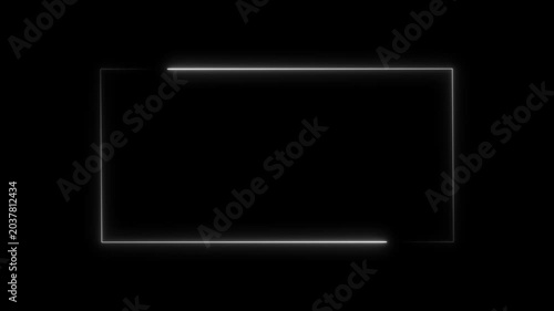 Violet Neon Frame Animation with Glowing Box Border Loop on Transparent Background