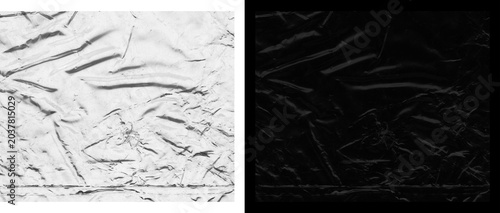 Bild auf Leinwand Crumpled paper texture set, black and white wrinkled paper background, creased f