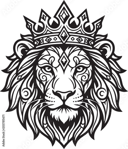 Photography Ornate Lion King, Royal Crown, Vector Illustration isolated on Transparent Backg