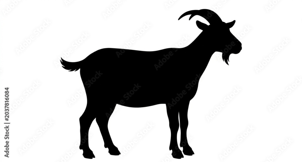 Fototapeta premium Goat silhouette vector farm animal illustration isolated on white background