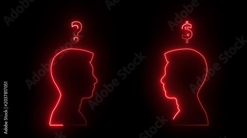 Abstract Neon Human Face Silhouette on Dark Background