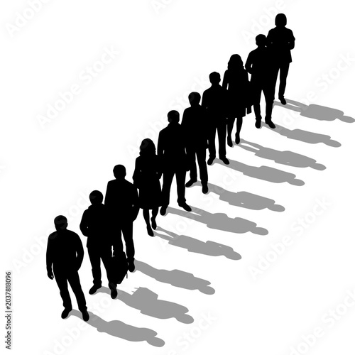 Silhouettes of people walking together.