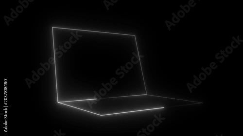Abstract Neon Glowing Laptop Frames on Dark Background