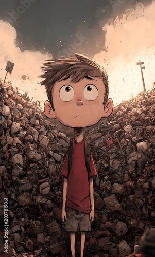 3D animation poor kid