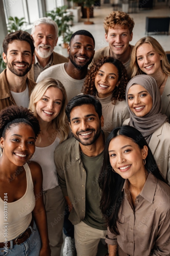 Obraz premium Diverse group smiling together.