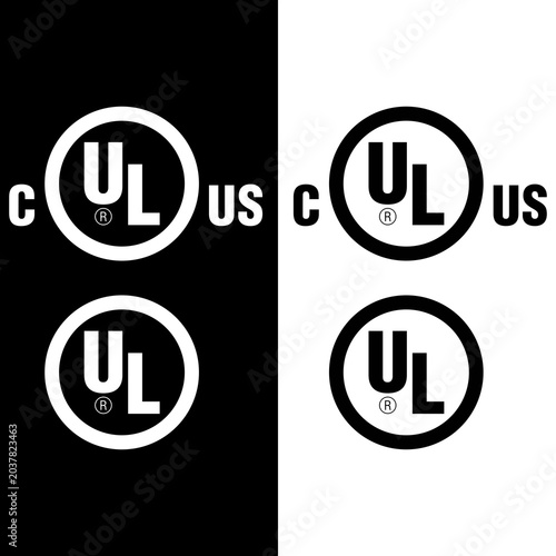 cULus and UL Certification Marks Combined Black White Outline Solid Vector Set