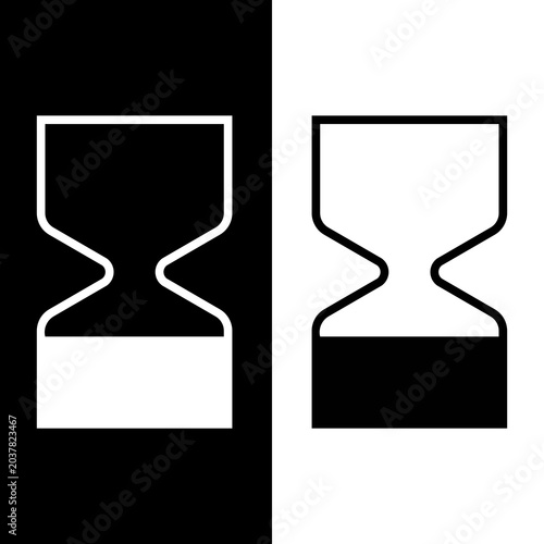 Photos Hourglass Timer Symbol Black White Outline Solid Minimal Vector Icon Set