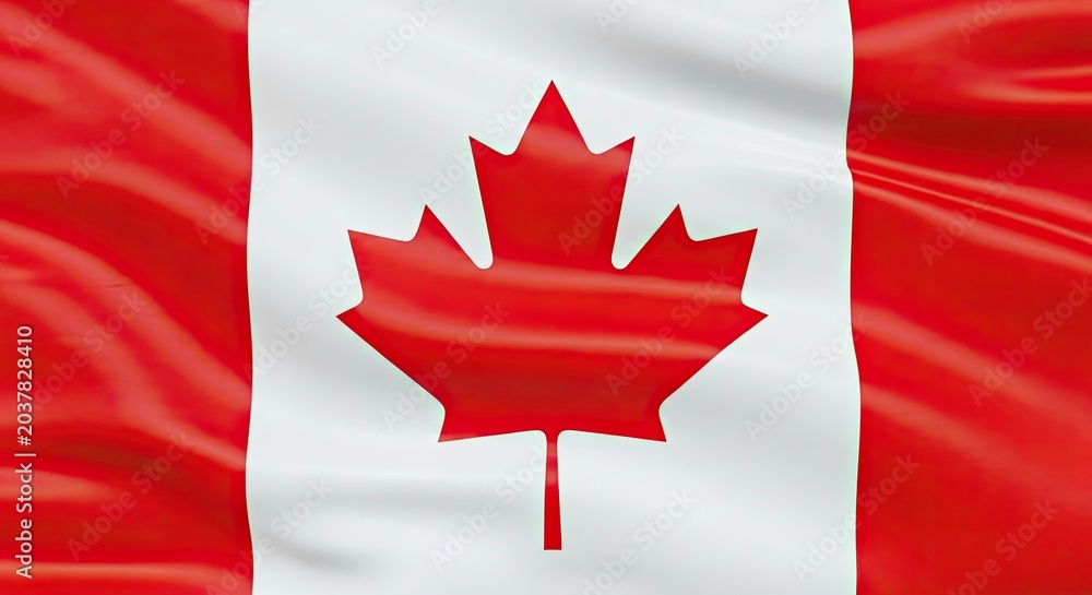 Fototapeta premium Canada day background with text copy space waving canadian flag illustration