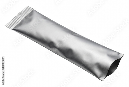 Φωτογραφία Silver Foil Stick Pouch Mockup with Open End