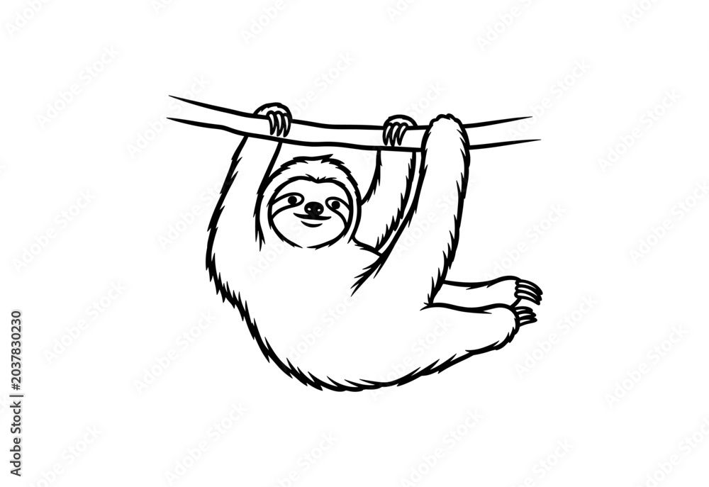 Fototapeta premium Cute Sloth Hanging on a Branch