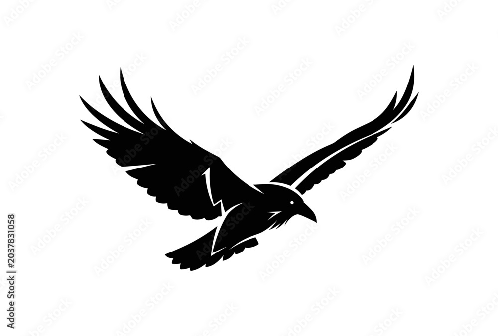 Obraz premium Silhouette of a Flying Raven