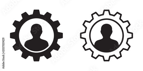 Foto User profile with gear icon representing management and settings of personal account interface
