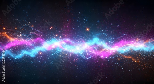 Abstract blue space background with stars, galaxy nebula, and cosmic universe glow