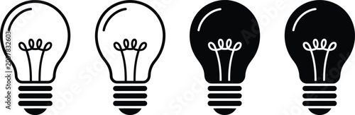 Foto bulb icon progression row idea light black and white variation