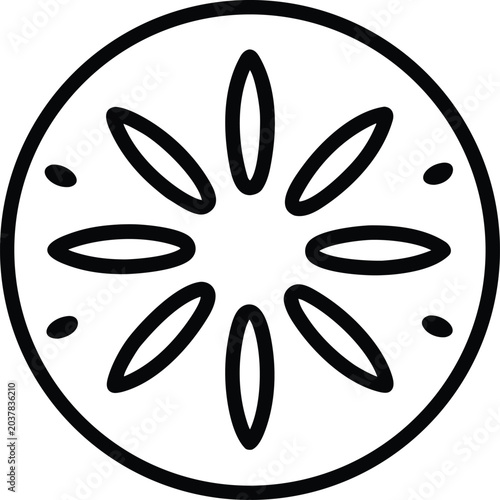 Fotografie sand dollar petal pattern black and white vector illustration on transparent bac