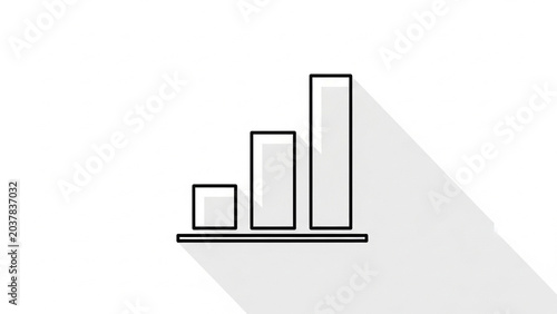 Simple Black and White Bar Chart Illustration with Shadow on White Background