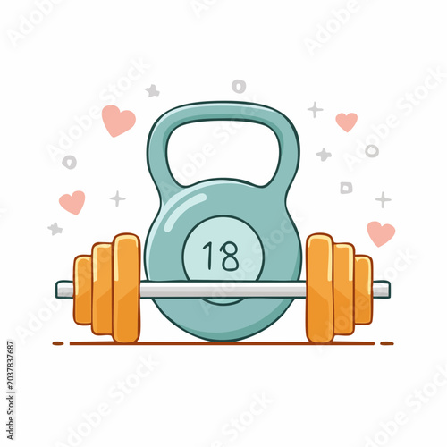 Kettlebell and Dumbbell with Hearts