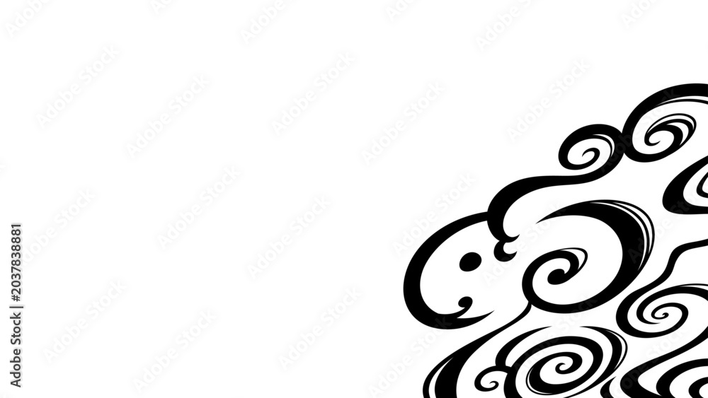 Fototapeta premium 流水紋の羊のイラスト素材_16:9