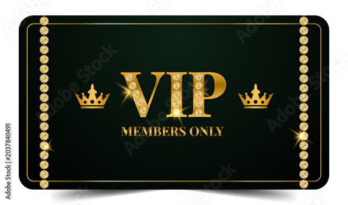 Premium VIP Members only Card with Jeweled Border and Dual Crowns - High-End Vector Template