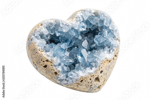 Canvas Print Heart Shaped Blue Celestite Crystal Geode