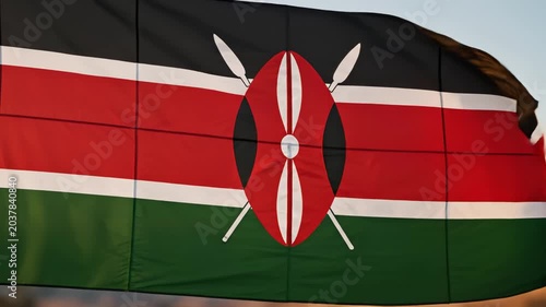 Kenyan flag waving in the wind