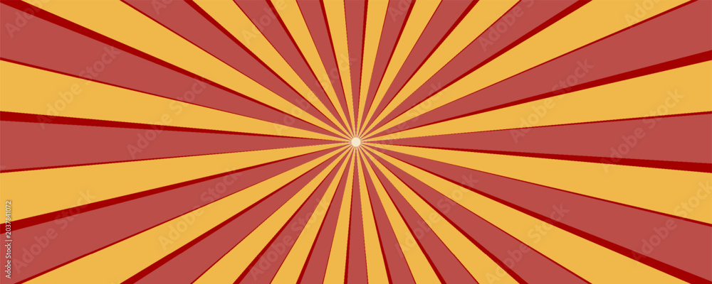 Obraz premium Circus background of spiral red beige rays vector illustration. Vintage radial pattern with sunbeams or starburst strip. Circus, carnival, summer fair or chapiteau backdrop.
