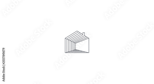 Minimalist outline icon of a house perspective drawing.