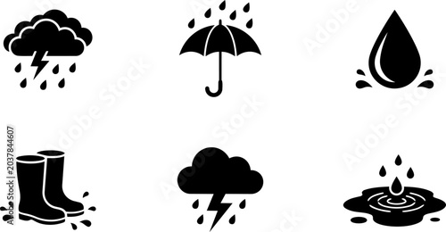 Rain and weather symbol icons