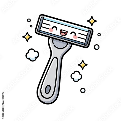 Cute flat vector illustration of a smiling face with decorative border.