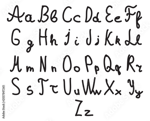English alphabet. Rough handwriting font