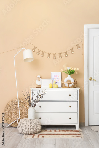 Interior of festive living ...