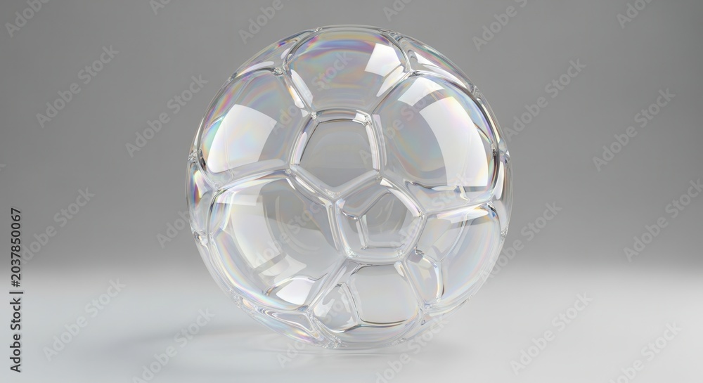 Naklejka premium Crystal soccer ball on white surface.