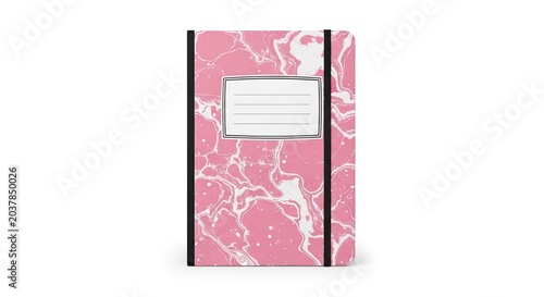 Centered pink marble journal with black elastic band