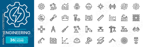Fotografía Engineering Fundamentals Tools Thin Line Icon Set