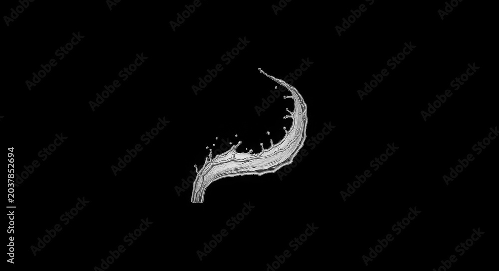 Fototapeta premium A Single Splash Of Water Frozen In Mid- Air Against A Black Background liquid fluid