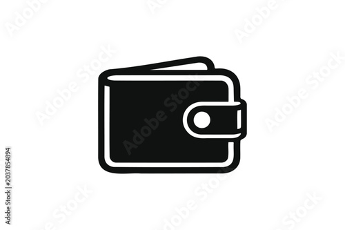 Bold Wallet Outline Icon Vector with Button Closure Finance Symbol