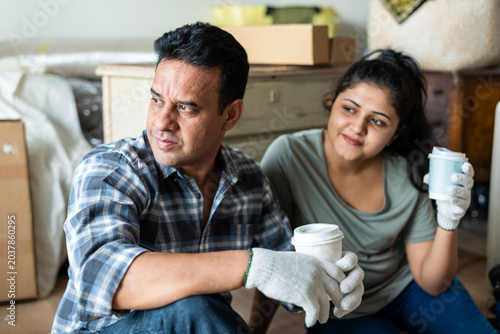 Photography Couple enjoying coffee break photo