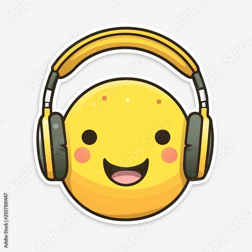 A modern headphone emoji sticker representing music listening.