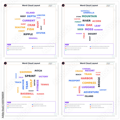 Word cloud showcasing outdoor activities and nature elements  