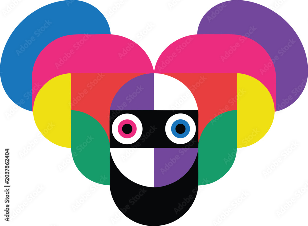 Fototapeta premium Abstract colorful geometric animal face icon isolated on transparent background