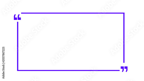 Photos Simple modern border with purple double quotes on a plain blank canvas for testimonials