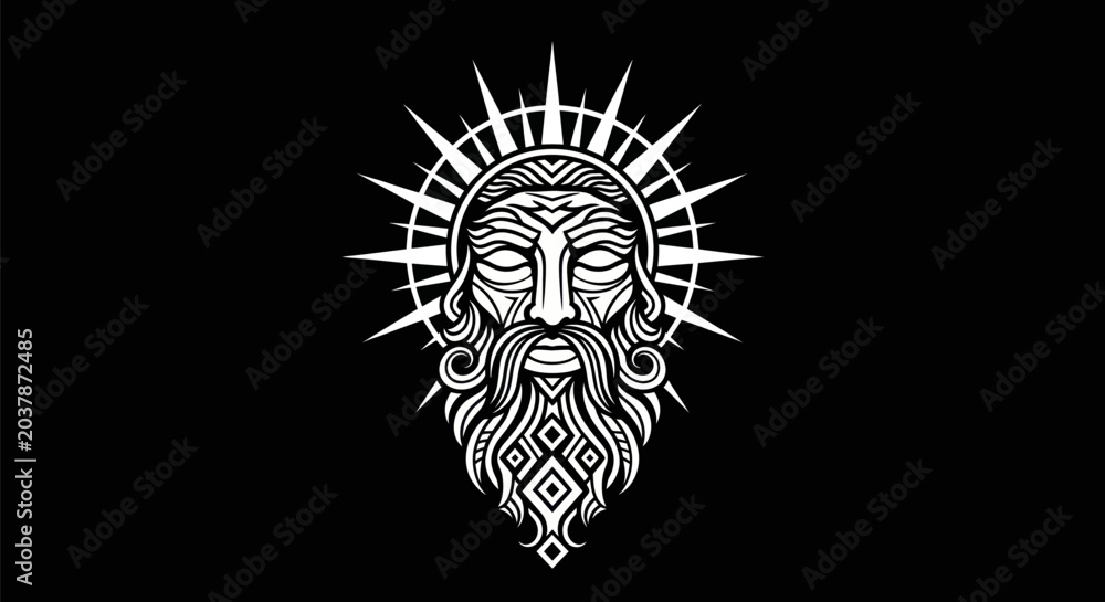 Fototapeta premium Abstract bearded face with halo illustration