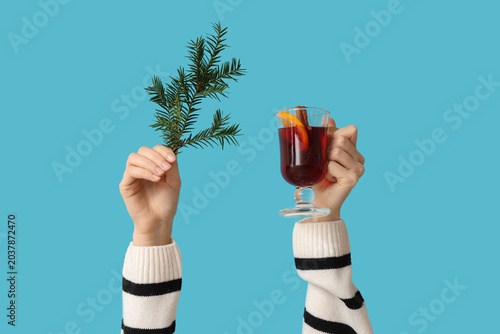 Female hands with fir tree ...