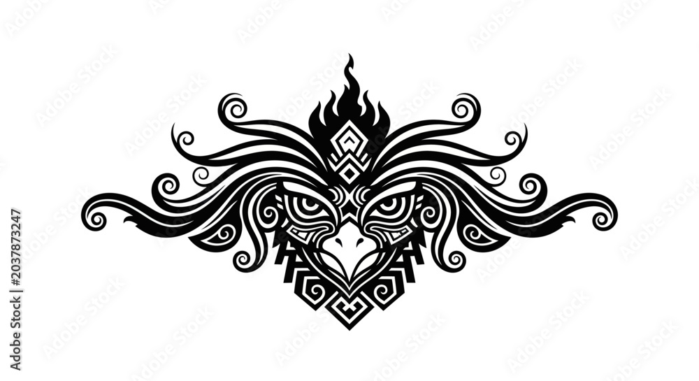Fototapeta premium Abstract bird icon in black and white