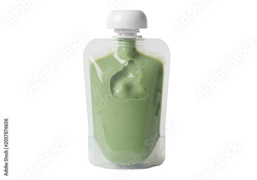 Matcha green tea, soft pouch, eco-friendly packaging, healthy drink isolated on Transparent Background
